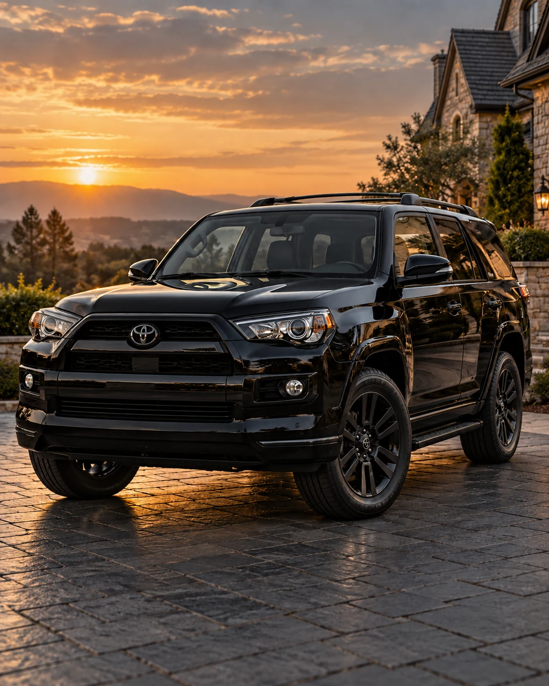 Black Toyota 4Runner Nightshade concept image at dusk